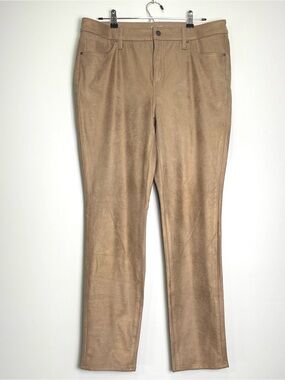 NWT CHICO'S Tan Faux Suede Jeggings Stretch Gold Shimmer (Chico 2R) Sz. 12 Reg
